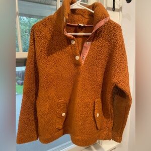 JCrew Vintage Fleece - Orange with Light Pink Details